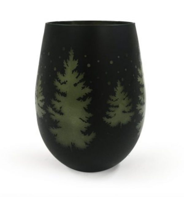 Zenergy Emporium Christmas Black Matt Green Tree Glass